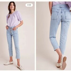 Pilcro High-Rise Striped Acid Wash Straight Jeans